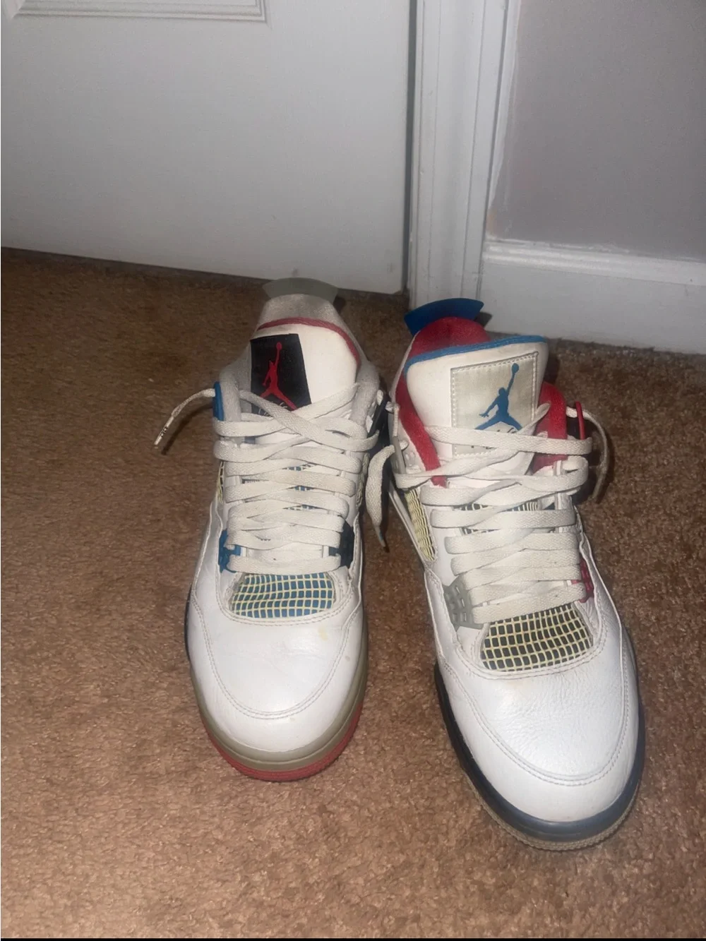 Jordan Men’s White Red and Blue Retro Sneakers